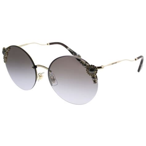 Miu Miu MU 52TS WO42H2 Pale gold Metal Round Sunglasses 